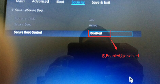 把secure boot control改成disabled 关闭安全启动